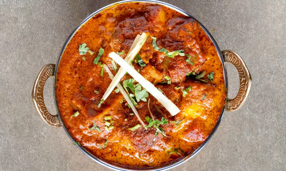 Kadai Paneer &mdash; cottage cheese saut&eacute;ed with peppers and spices, served in a kadai at Haandi Indian Cuisine in Bowness, Calgary